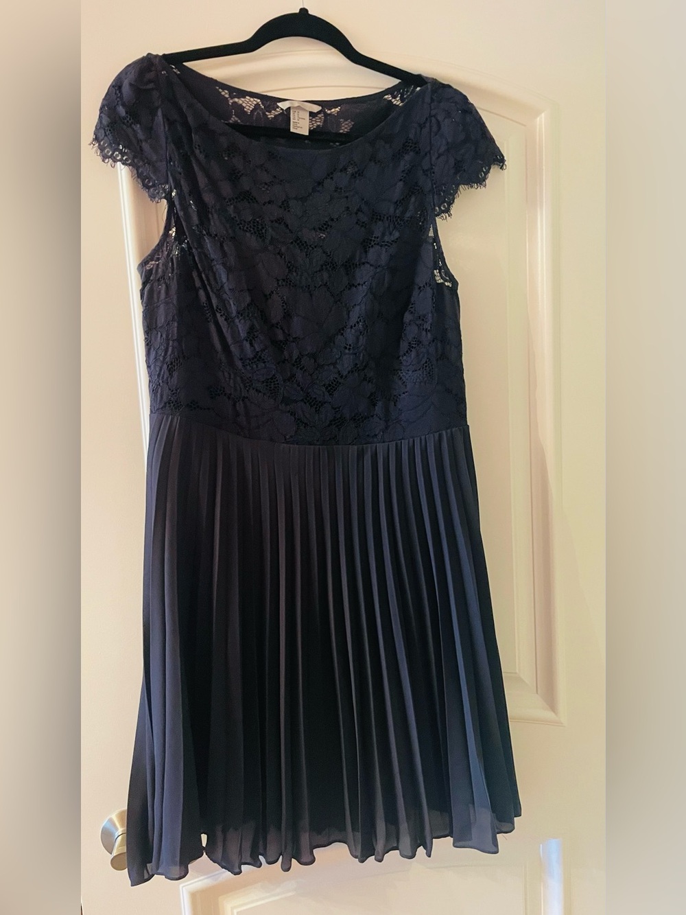 H&M Blue Lace Pleated Skirt Dress
